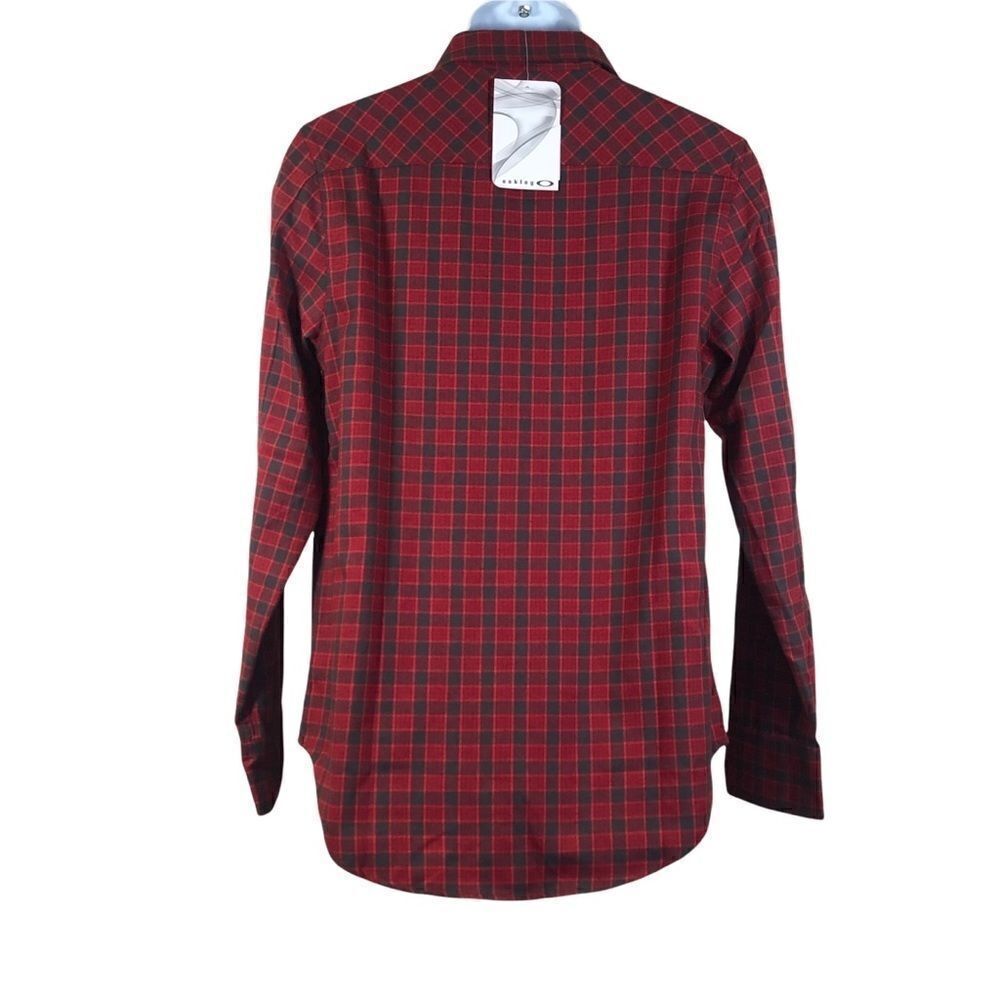 Oakley Med, Button Front Plaid Shirt, Woodland Red and Gray - Picture 2 of 12